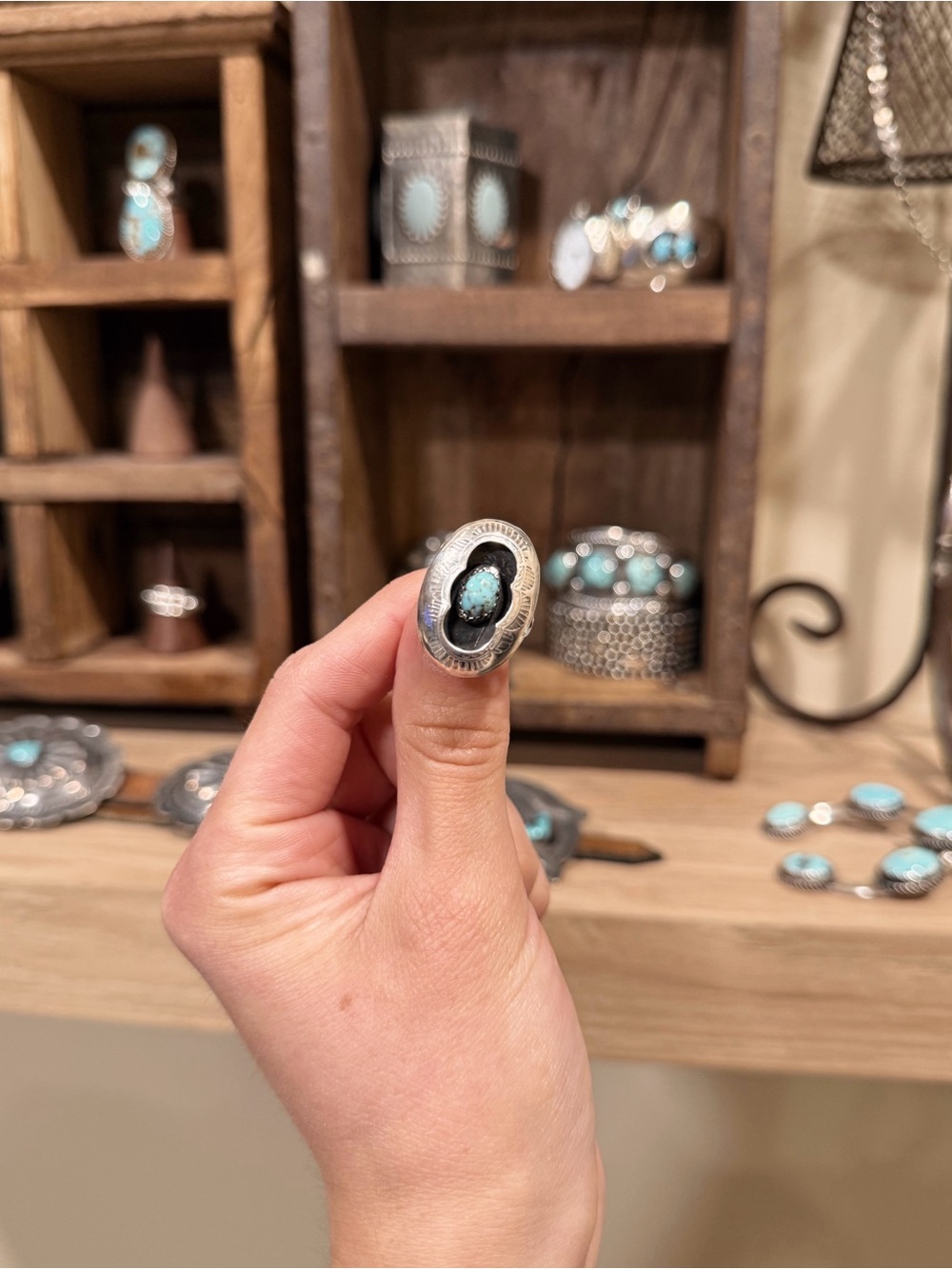 NA Genuine Turquoise Shadow Box Ring